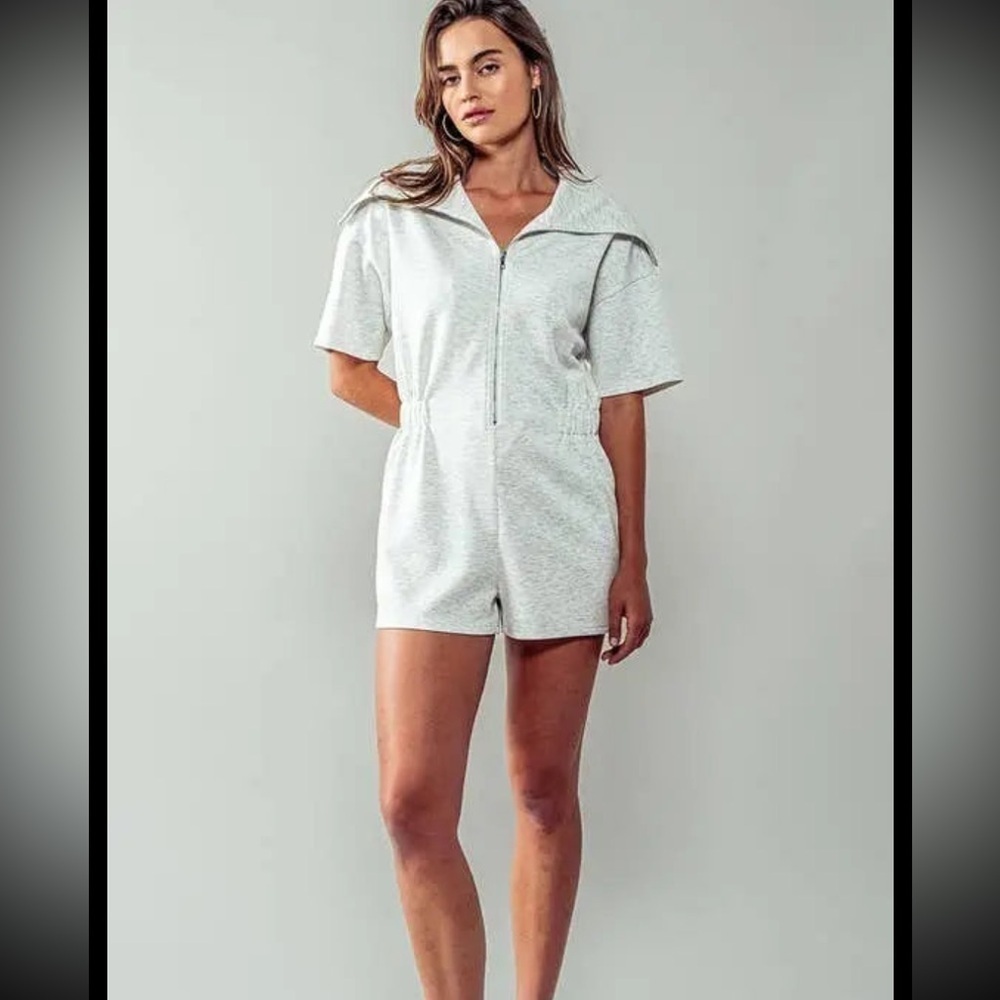 Urban Daizy All Day Cozy Comfort White Melange Romper